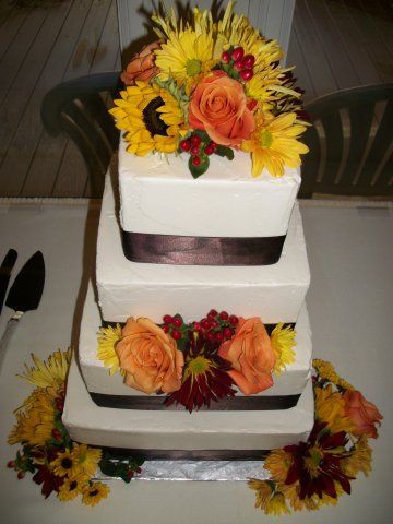 Black and white cake with flowers — Hawley, PA — Sweet Sensation Cakes