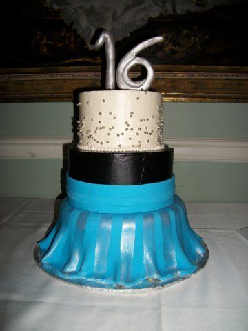 Blue skirt 16th birthday cake — Hawley, PA — Sweet Sensation Cakes