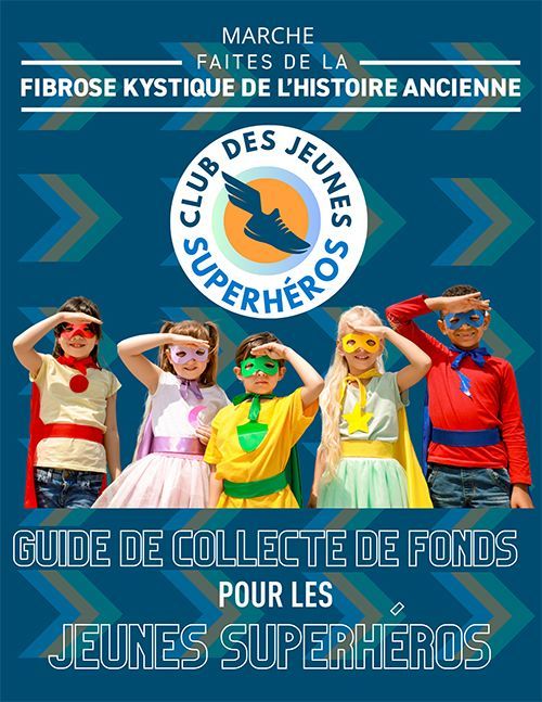 Couverture de guide de collecte de fonds pour les jeunes superheros.