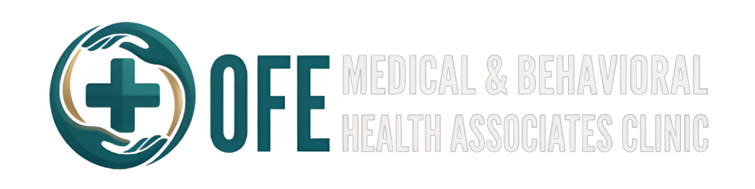 Logo with a teal cross within a stylized eye, with the word