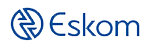 A blue and white logo for eskom on a white background.