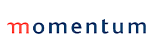 The word momentum is written in red and blue on a white background.