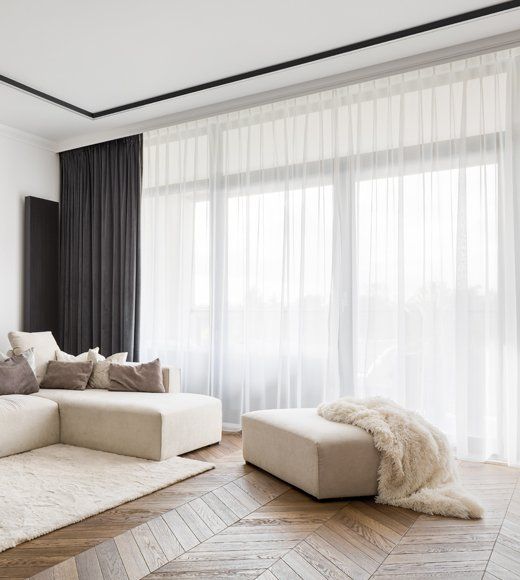 Modern House with Big Curtains — Adelaide, SA — Curtain Track Distributors SA