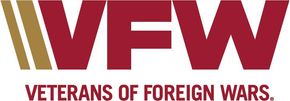 The logo for veterans of foreign wars is red and gold