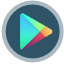 A google play icon in a circle on a white background.