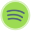 A green spotify icon with three lines in a circle on a white background.