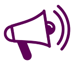 a purple megaphone with a sound wave coming out of it .