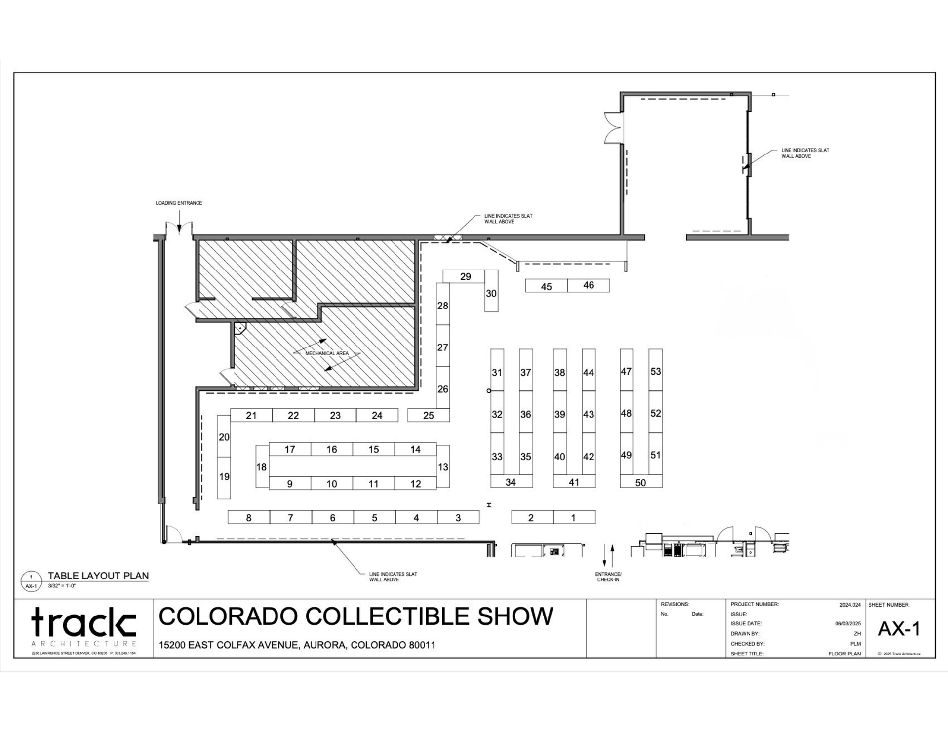 A black and white drawing of a trade show