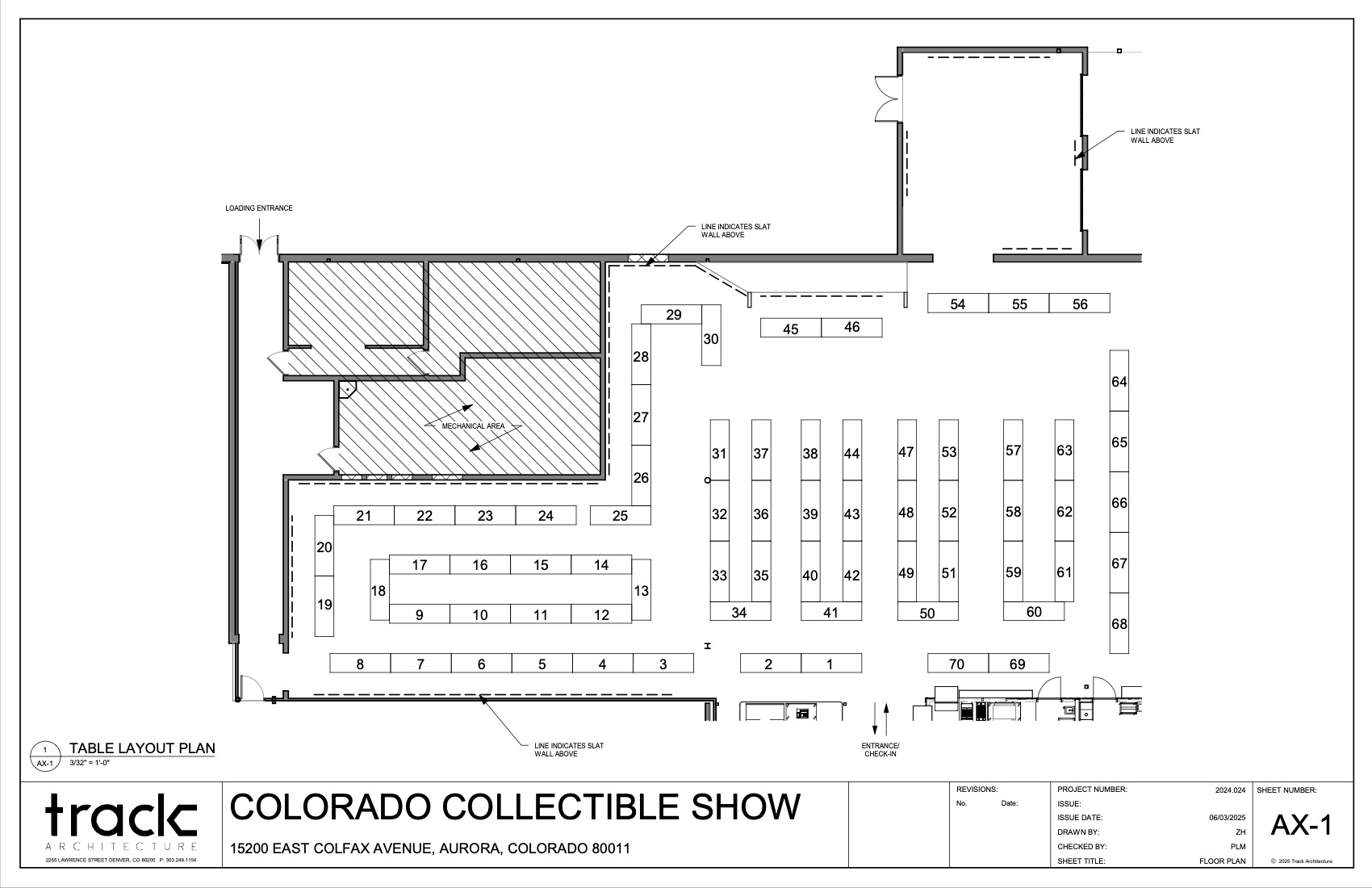 A black and white drawing of a trade show
