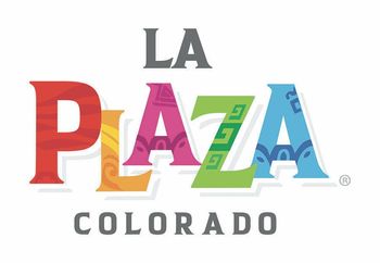 A colorful logo for la plaza colorado on a white background