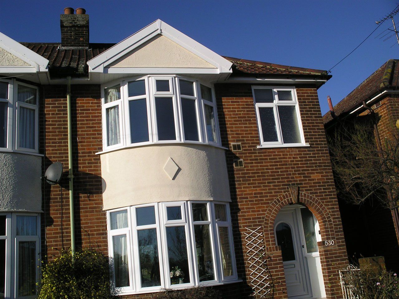 Exterior building with windows and doors