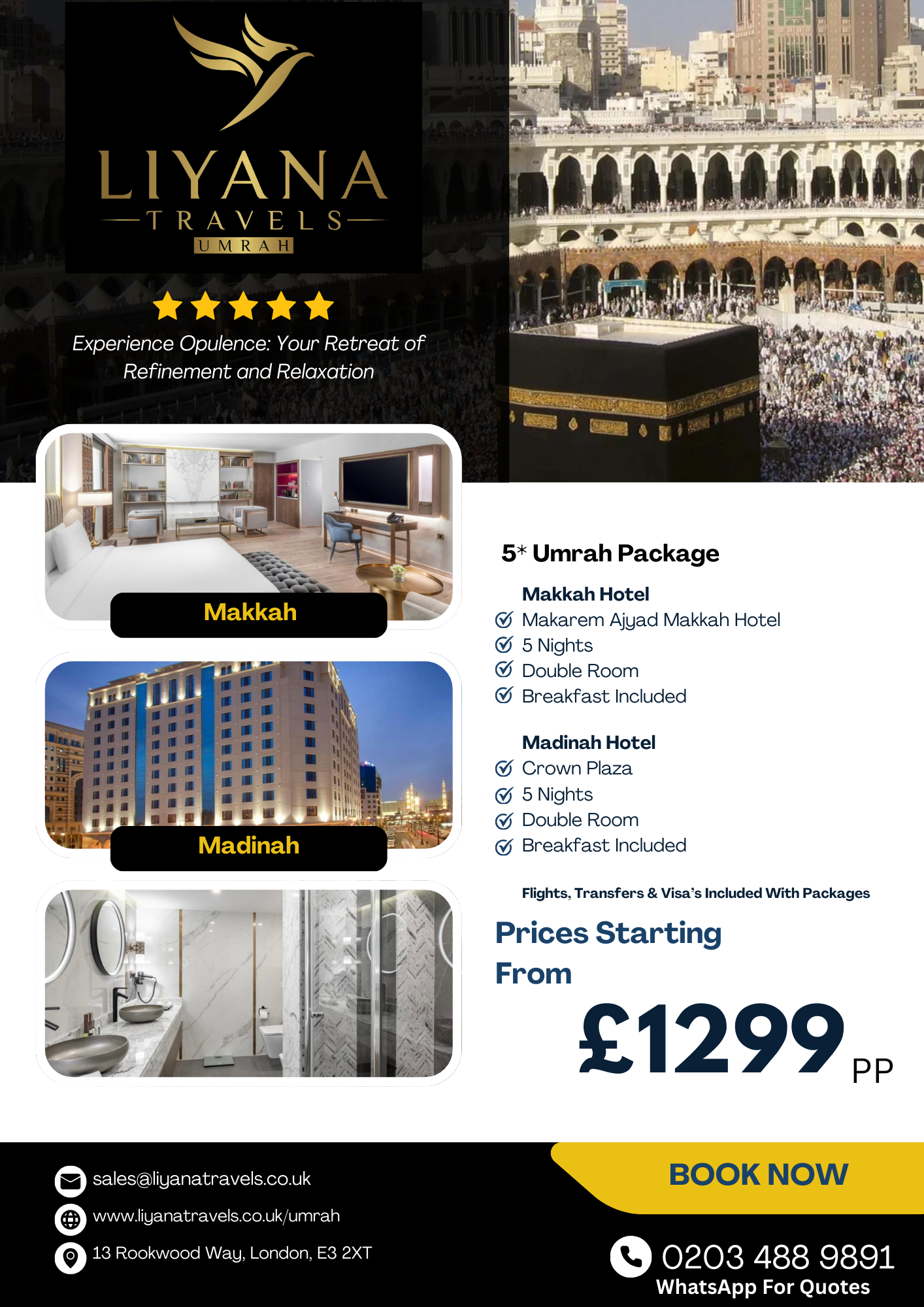 A flyer for a travel company called liyana travels.