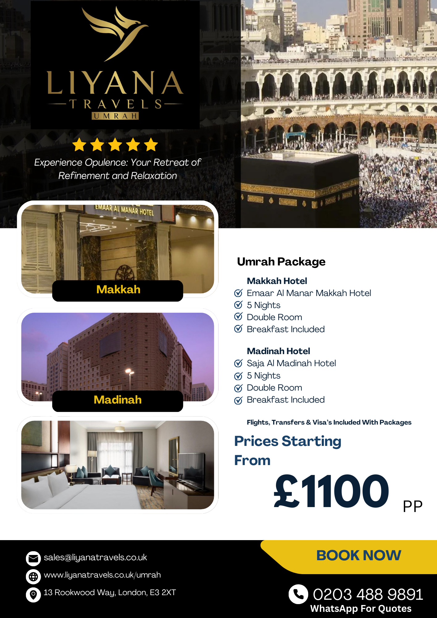 A flyer for a travel company called liyana travels.