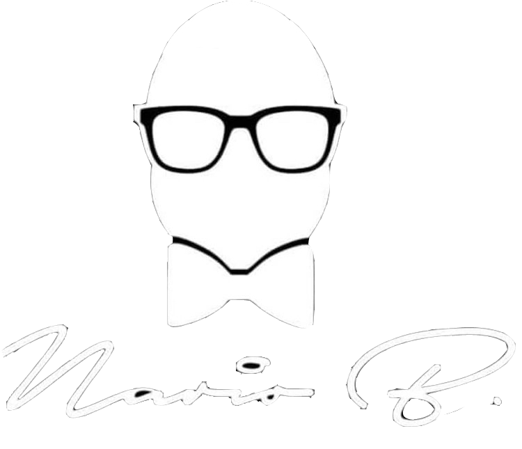 A black and white drawing of a man wearing glasses and a bow tie.