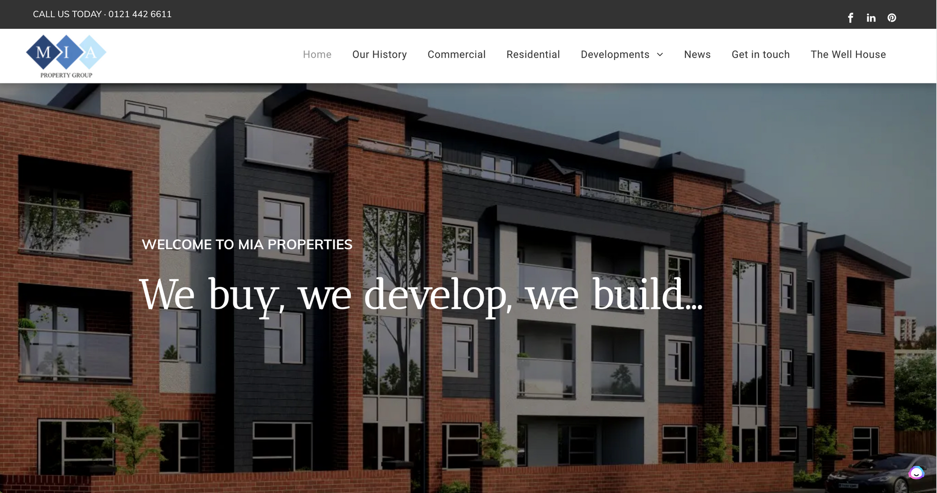 A screenshot of a website that says we buy we develop we build