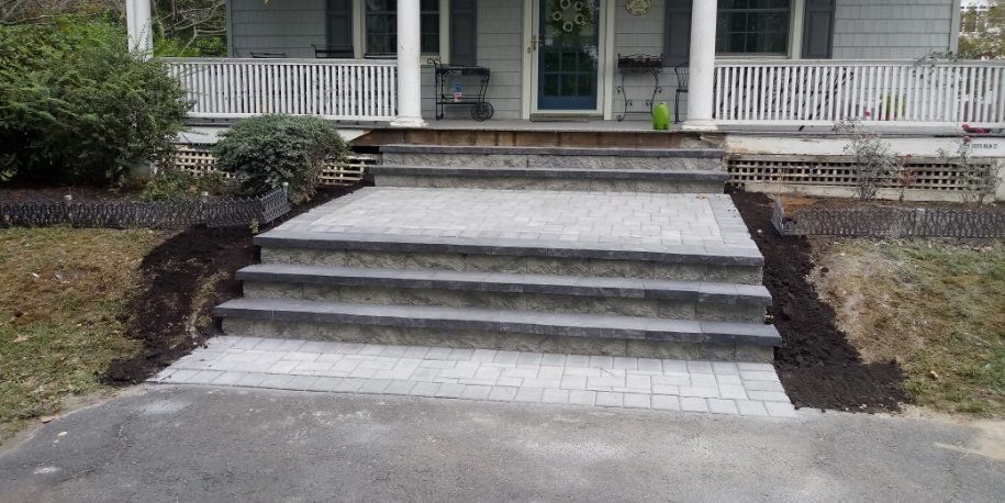 Paving in Stairs in Front of a House — Freehold, NJ — New Jersey Pavers