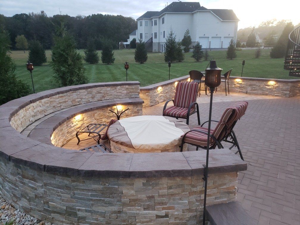 A Newly Paved Circle Patio — Freehold, NJ — New Jersey Pavers
