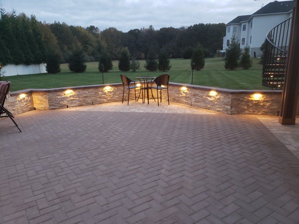 An Outdoor Paving with Lights — Freehold, NJ — New Jersey Pavers