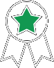 Superior Product - a green star is in the middle of a white ribbon icon