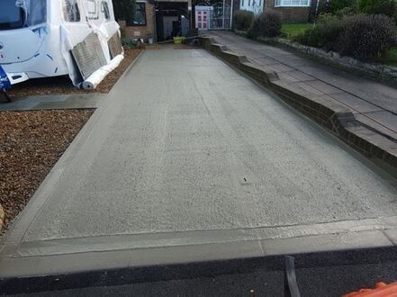 Concrete driveway drying at a property in Rotherham