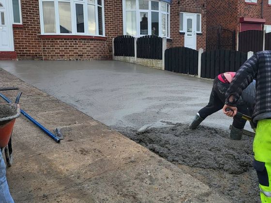 Concrete driveway being installed in Rotherham