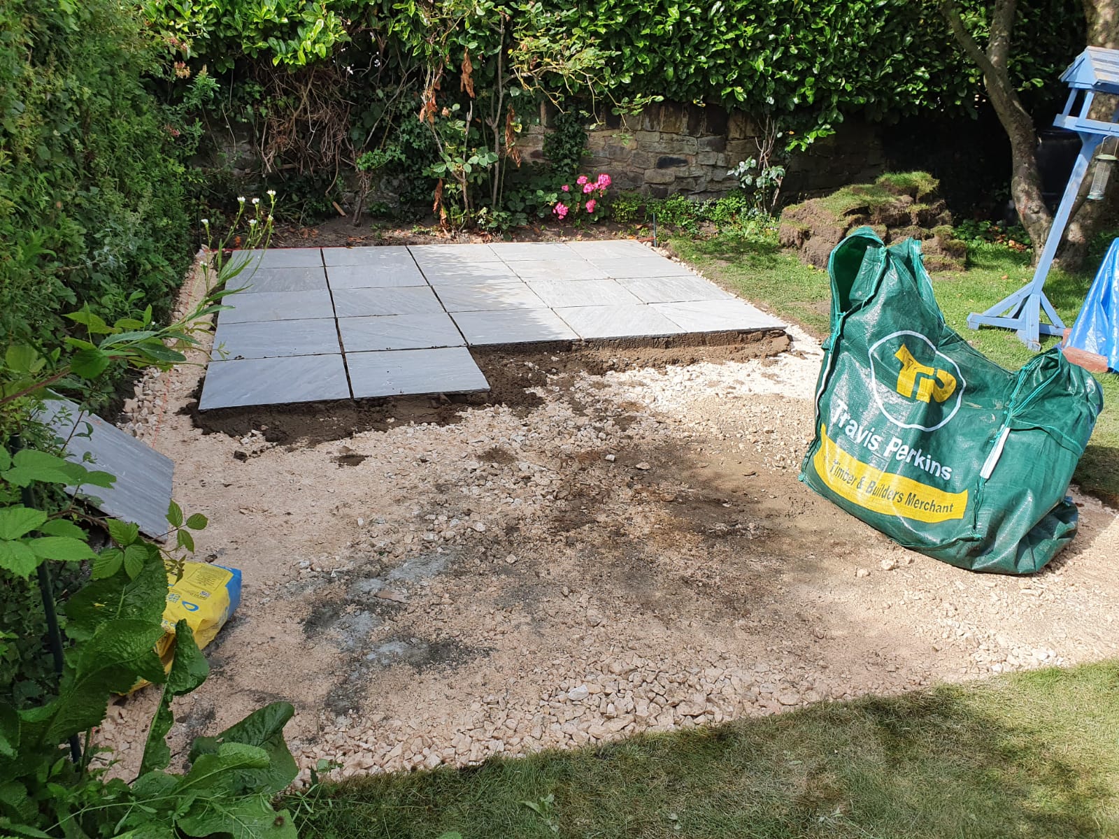 progress of patio laying in Rotherham