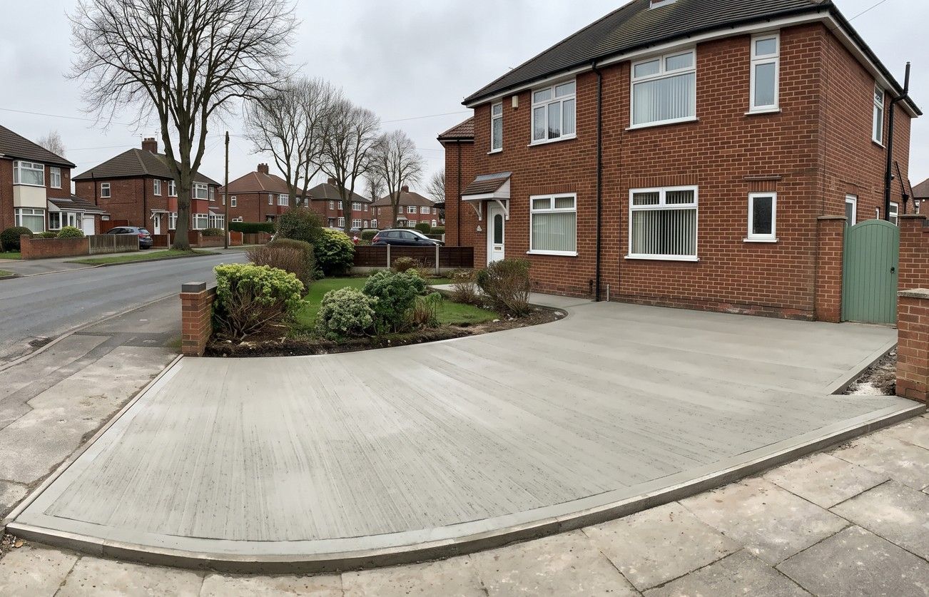 Newly installed concrete driveway at a residential property in Dinnington South Yorkshire
