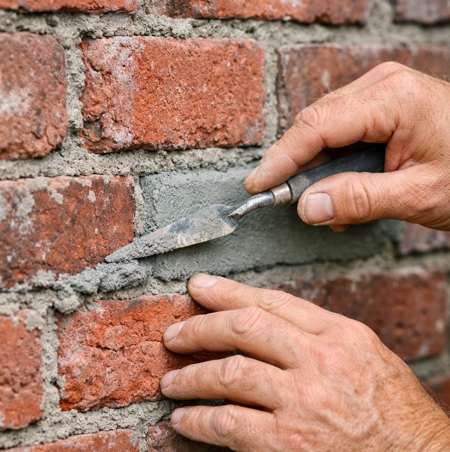 Professional brick repointing work being carried out on a residential wall in Rotherham