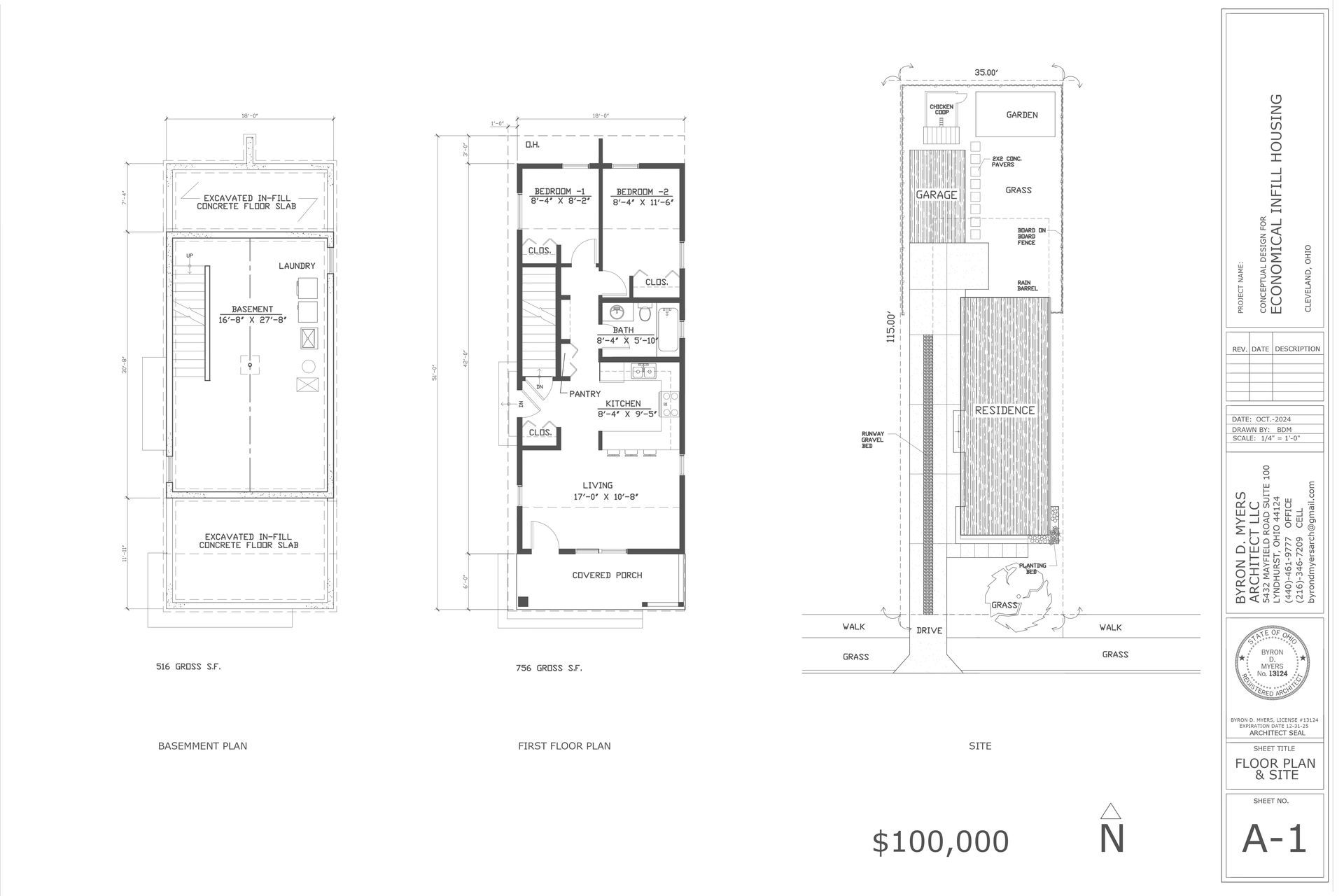 A black and white drawing of a house with a price tag of $ 100,000.