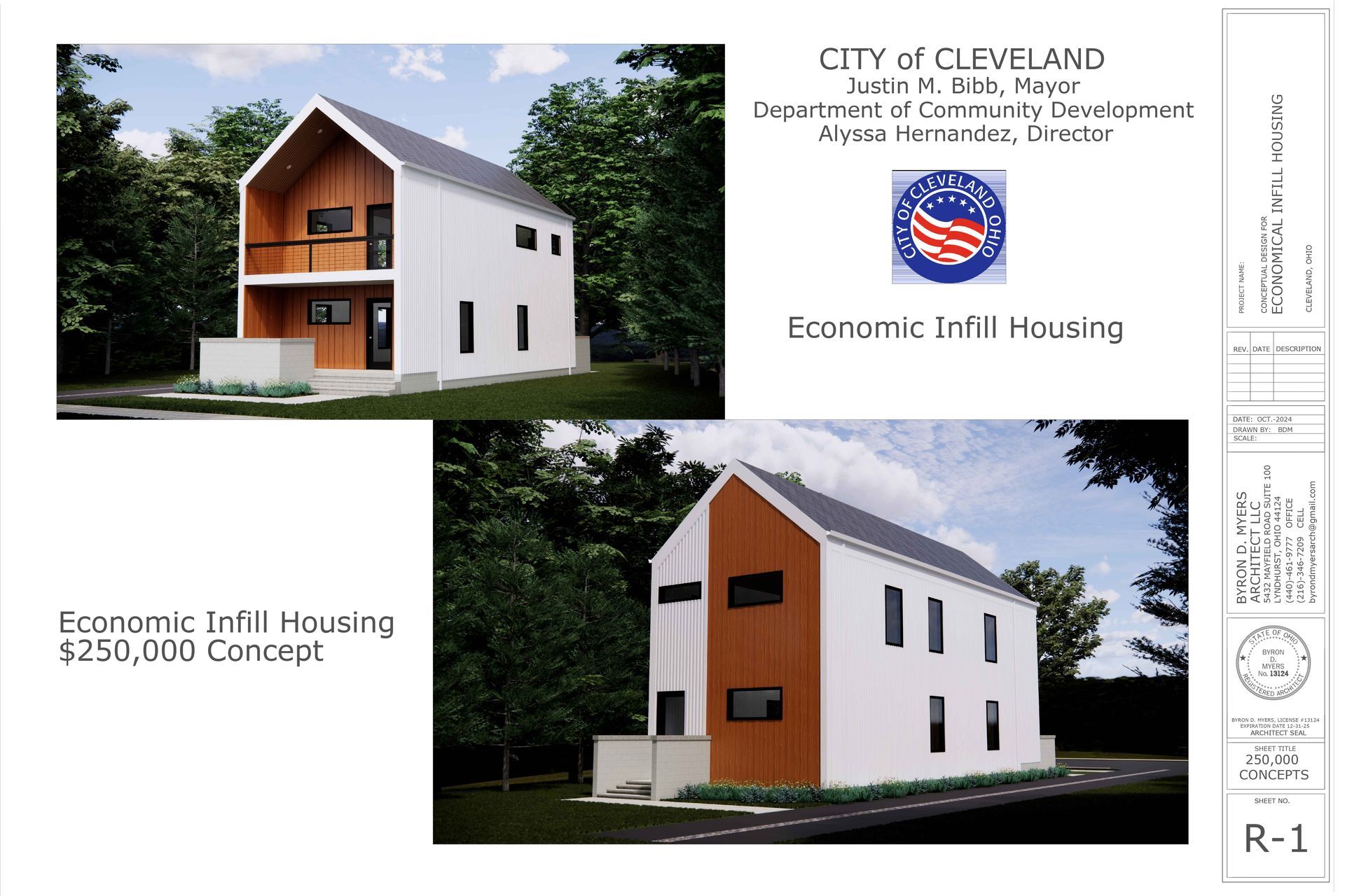 An artist 's impression of a house being built by the city of cuyahoga