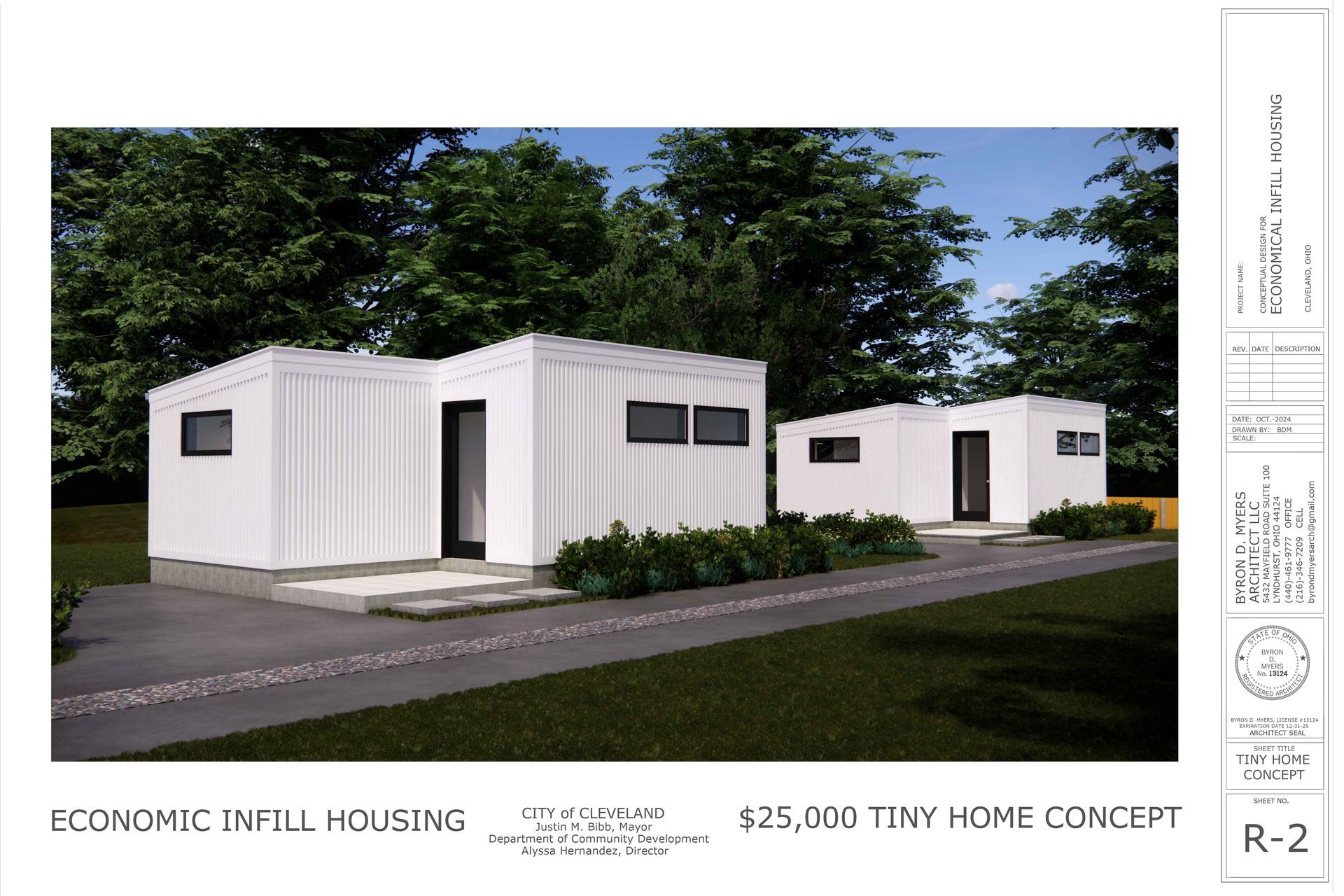An artist 's impression of a tiny home concept called economic infill housing