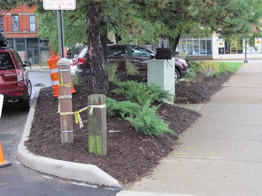A no parking sign is on the side of the road