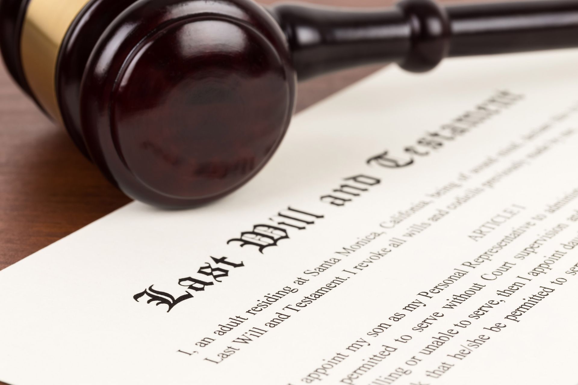 Last will and testament on yellowish paper with wooden gavel | Brisbane, QLD | Queensland Probate