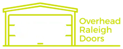 The logo for overhead raleigh doors shows a garage with a door open.