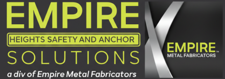 Logo for Empire Solutions. Yellow text over black background. Includes