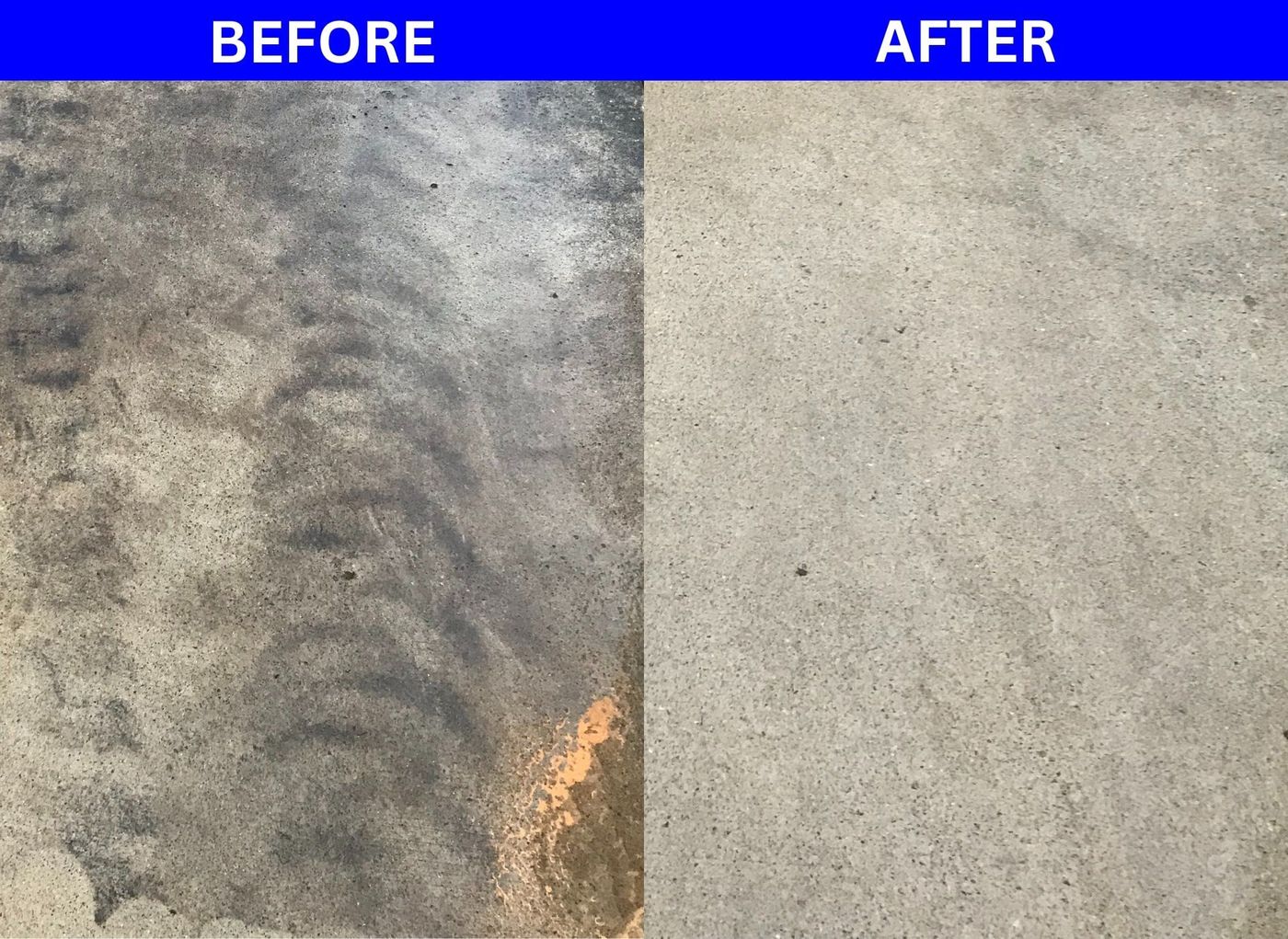 before and after of old dirty flooring