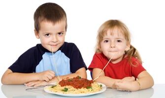 Kids Eating Pasta