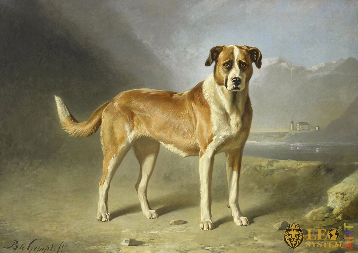 Painting Title: A Saint Bernard Dog. Artist: Bernard te Gempt. Date Created: 1860-1879
