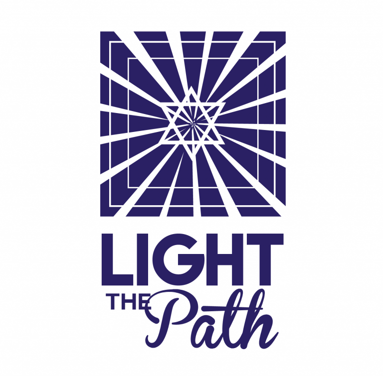 A blue logo for light the path with a star in the center