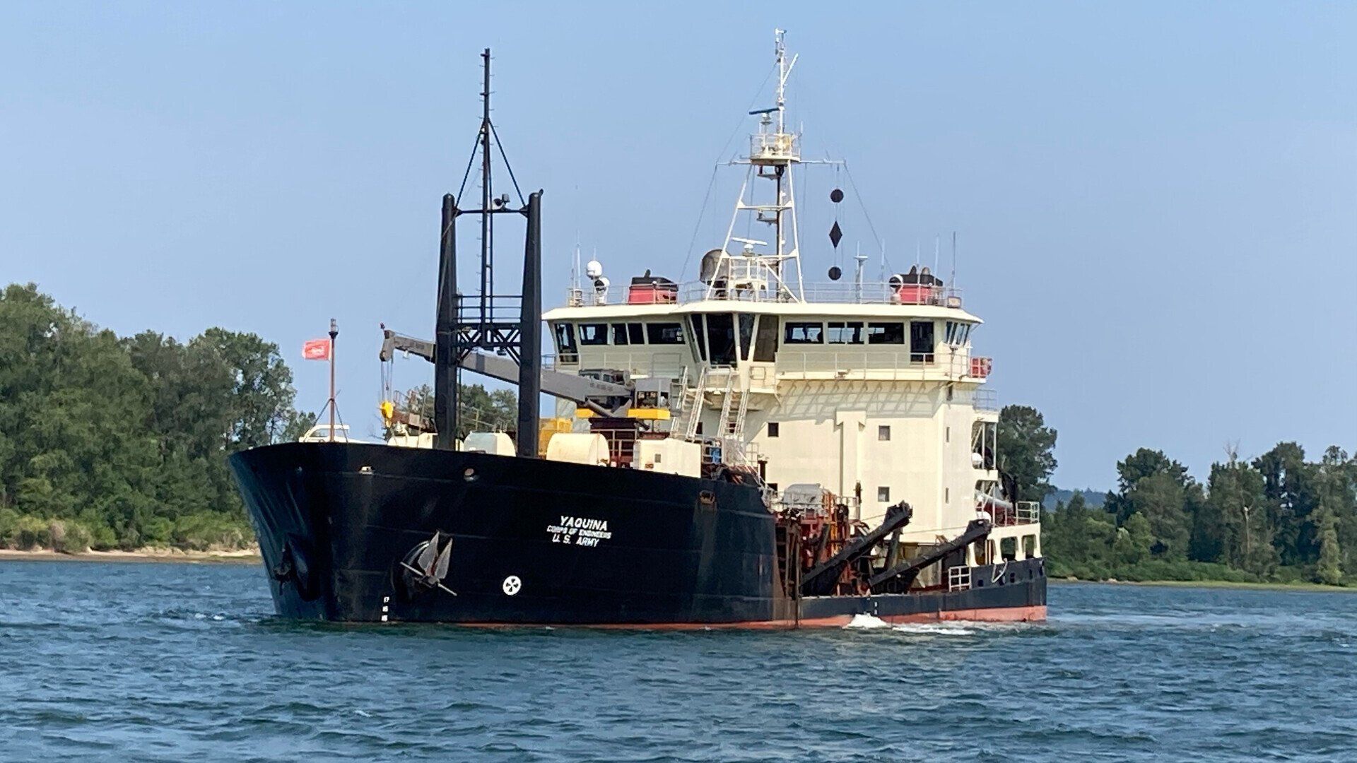 The hopper dredge Yaquina, one of two hopper dredges owned by Portland District, USACE