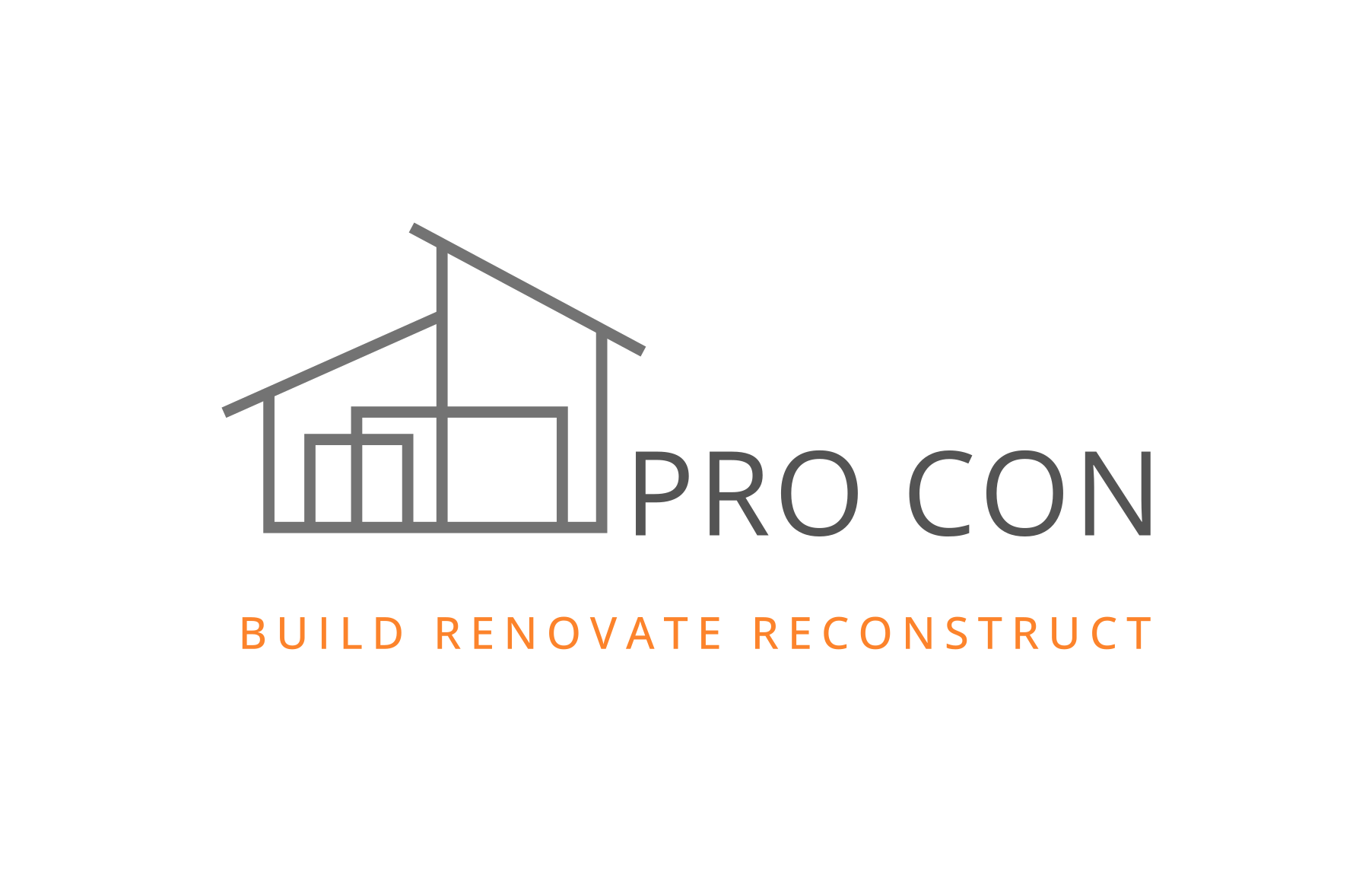 Pro Con logo: house outline,