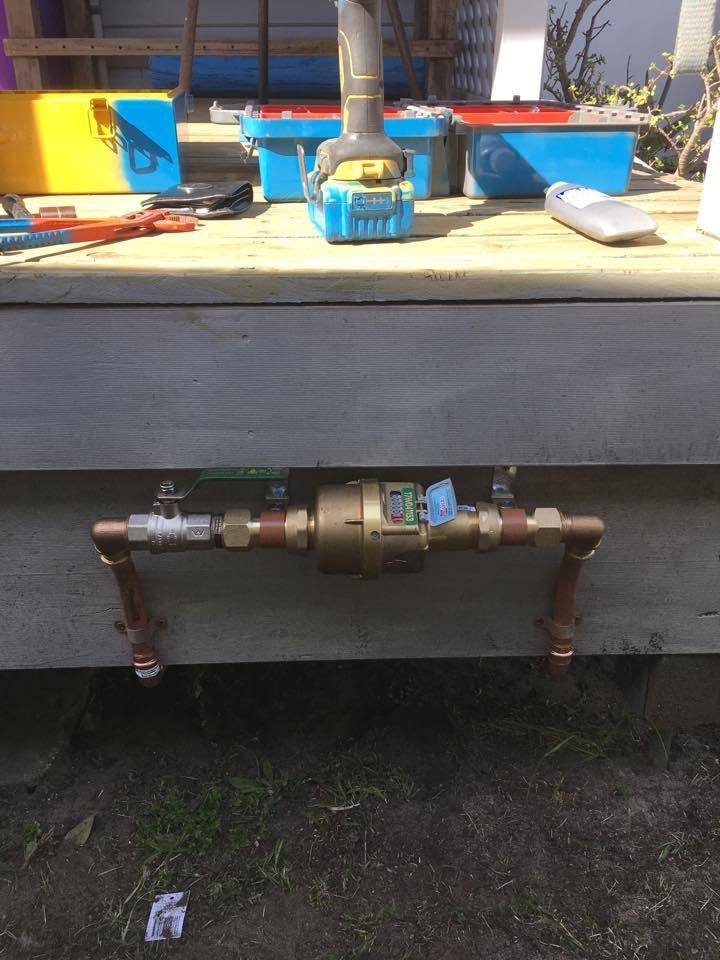Water Meter Installed on a Wooden Structure With Copper Piping — ABV Plumbing In Woy Woy, NSW