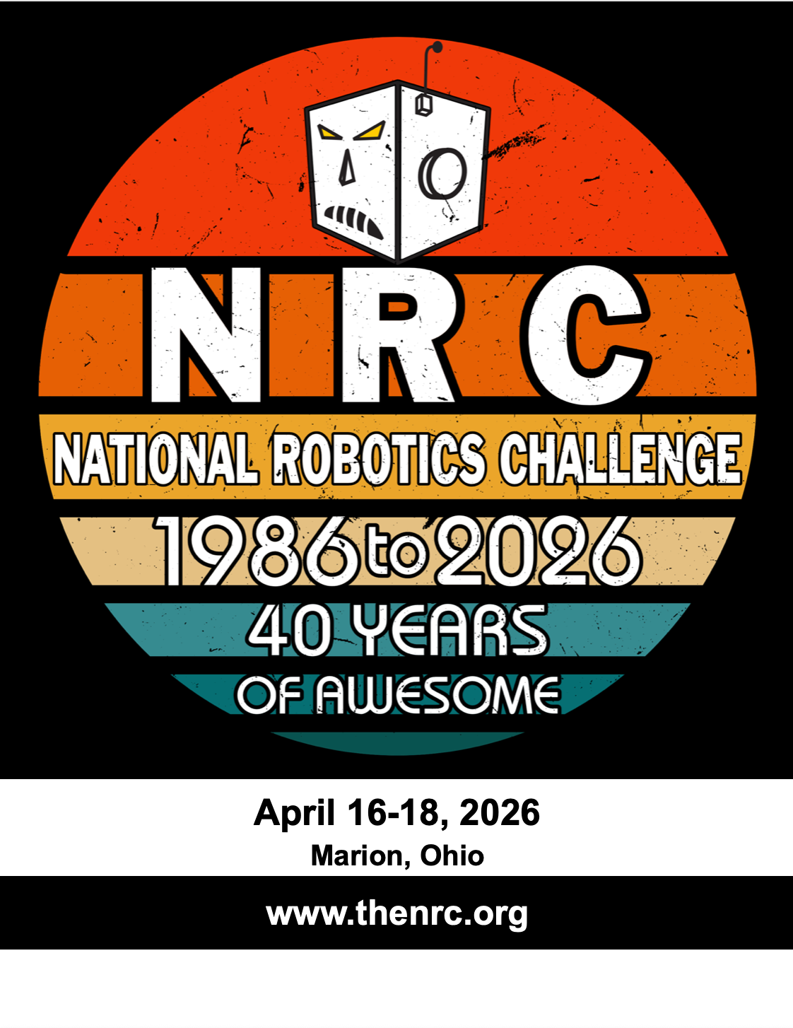 A poster for the 2025 national robotics challenge in marion , ohio.