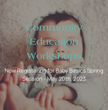 An advertisement for community education workshops for baby basics