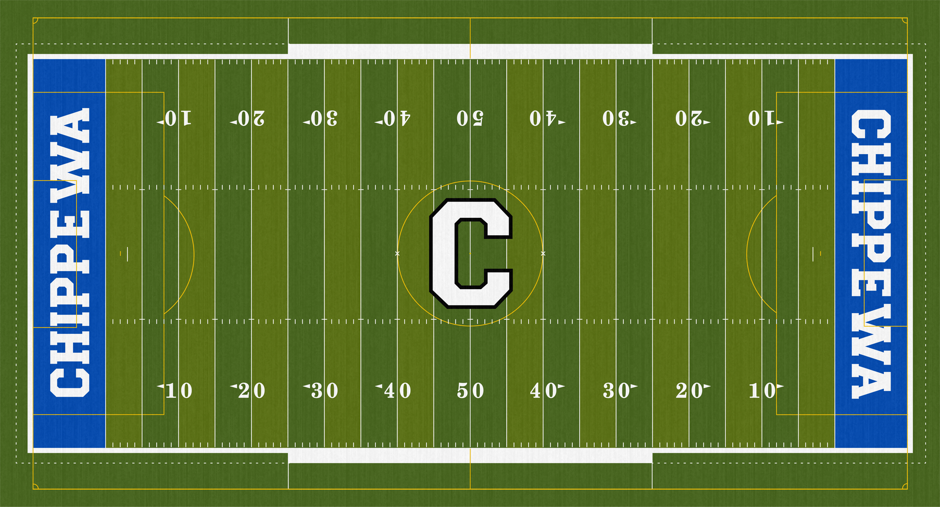 Chippewa Chipps Turf Football Field. Football field with 