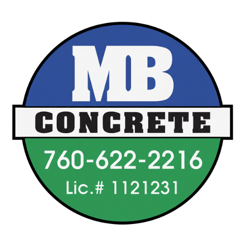 Logo for MB Concrete: Blue and green circle with