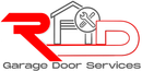 Logo of a garage door service; red letter