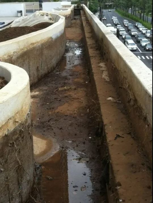 Planter Waterproof Coating Before — Honolulu, HI — Central Pacific Specialty Contractors