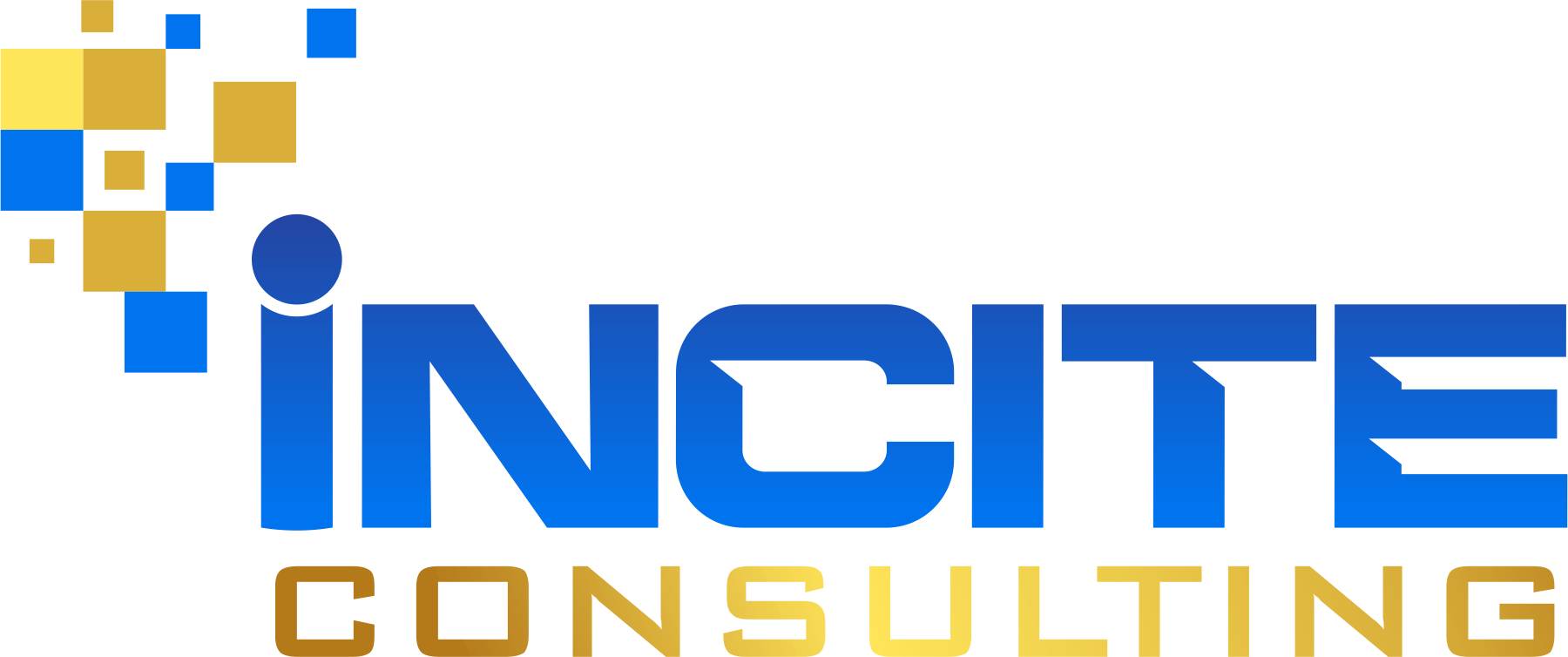 The logo for incite consulting is blue and yellow.