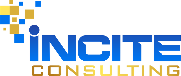 The logo for incite consulting is blue and yellow.